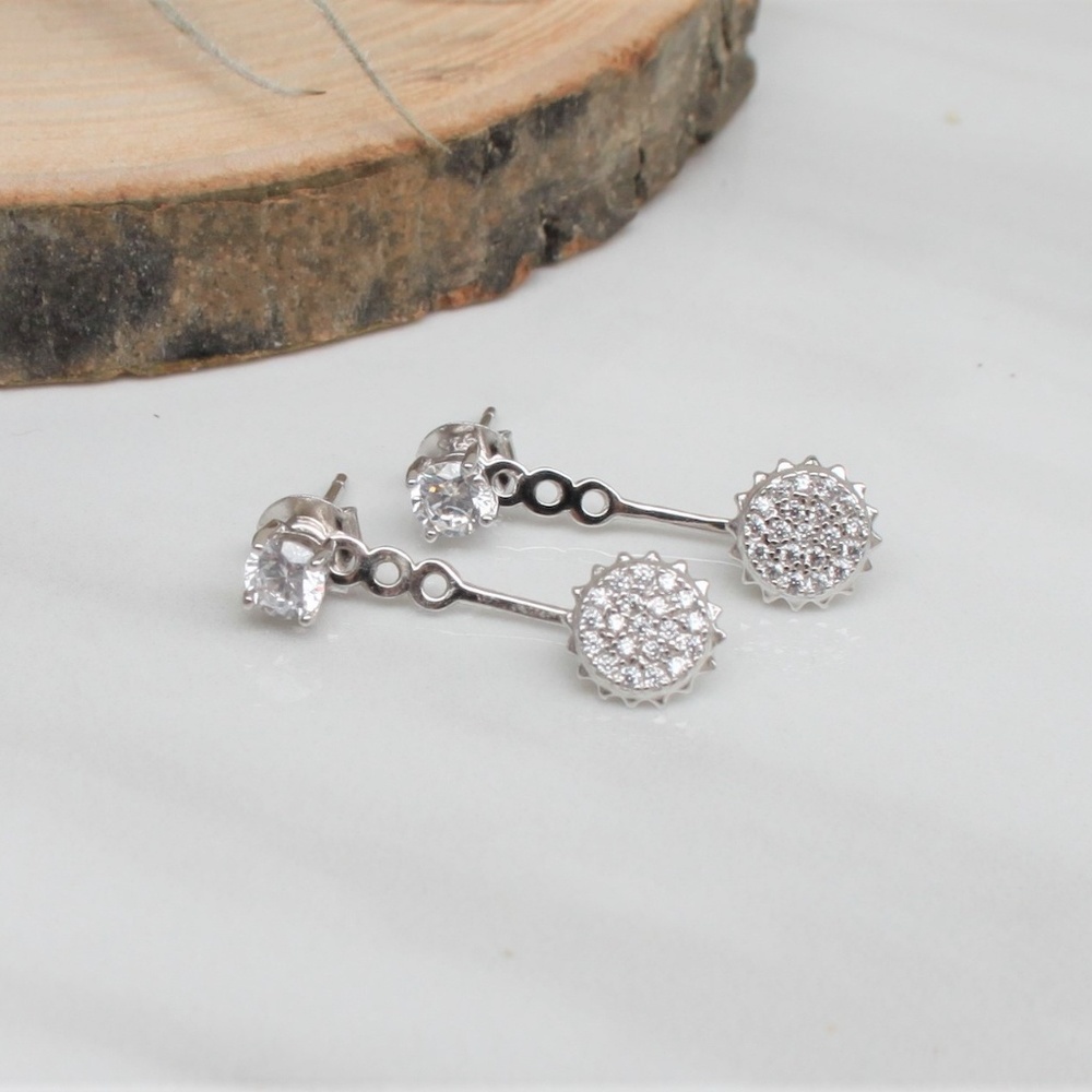 Sterling Silver Round Front and Back Earrings